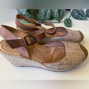Born Woven Espadrille Wedge Sandals - Brown, size 8